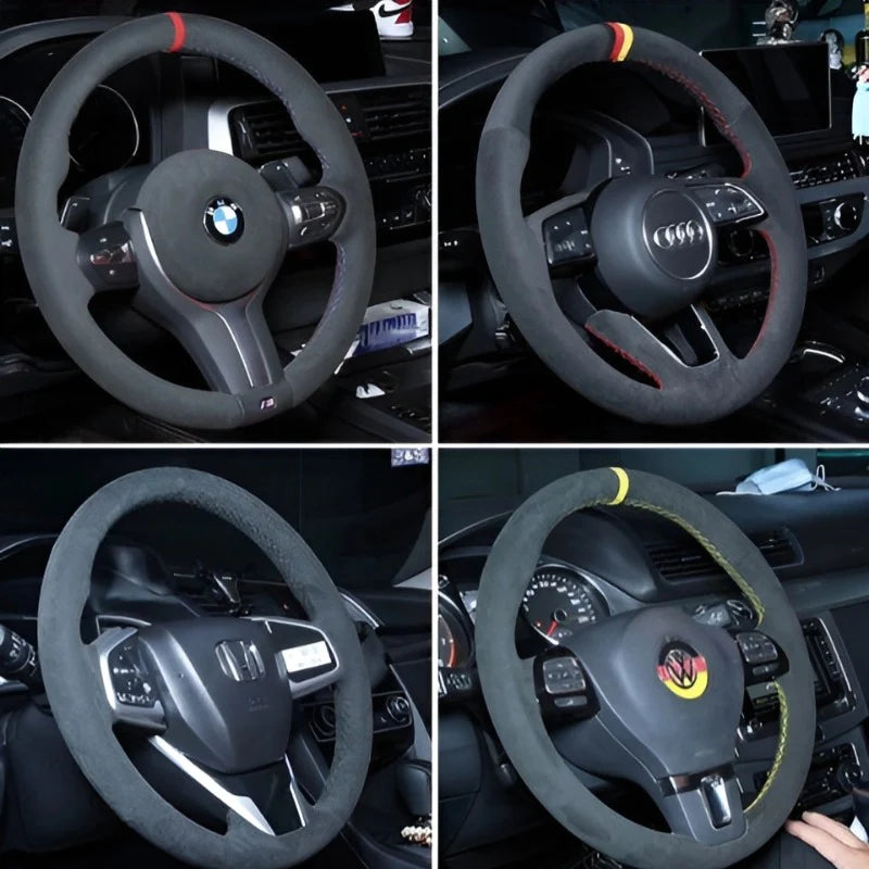 Hand Stitched Leather Steering Wheel Cover for Lotus