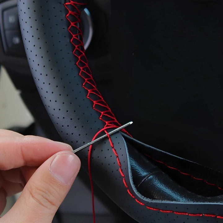 Hand Stitched Leather Steering Wheel Cover for Lotus