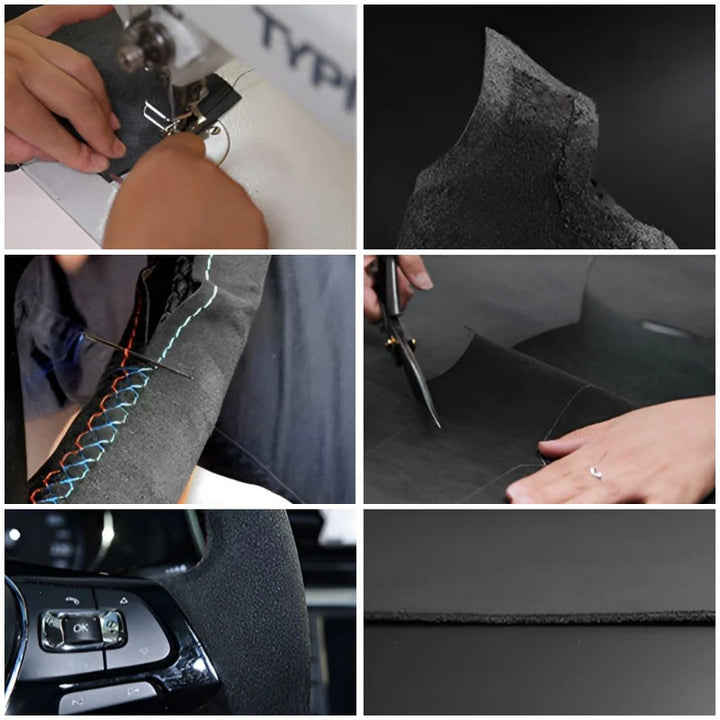 Hand Stitched Leather Steering Wheel Cover for Lotus